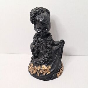 Black and Gold Hula Dancer Figurine Lava Rock